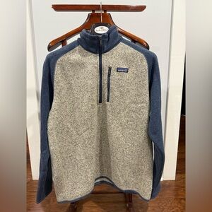 Patagonia Gray and Blue Zip Up Sweater